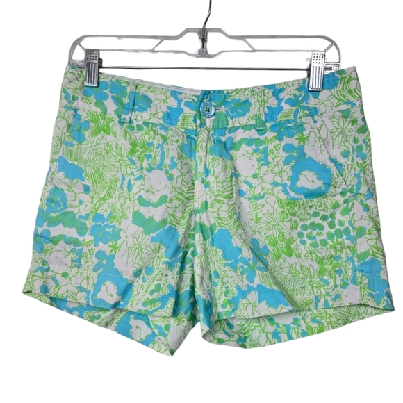 Lilly Pulitzer Pants - Lilly Pulitzer The Callahan Blue Green Floral Animal Print It's A Zoo Shorts 0